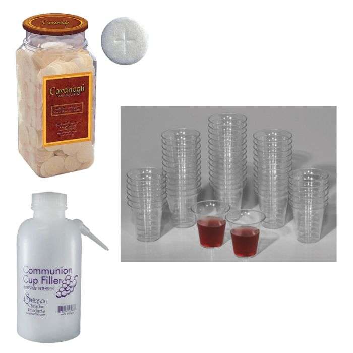 Communion Supply Kit - Includes 1000 disposable Communion Cups, 1000 Communion Wafers and a 16 oz. Communion Cup Filler