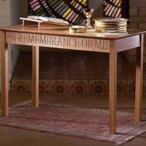 Wood Communion Table with Pecan Stain